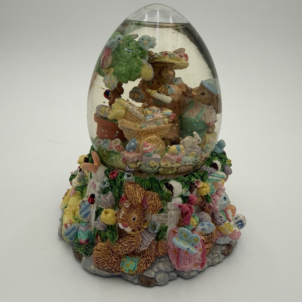 Easter Spring Water Globe Musical " Easter Parade" Egg Shaped With Box